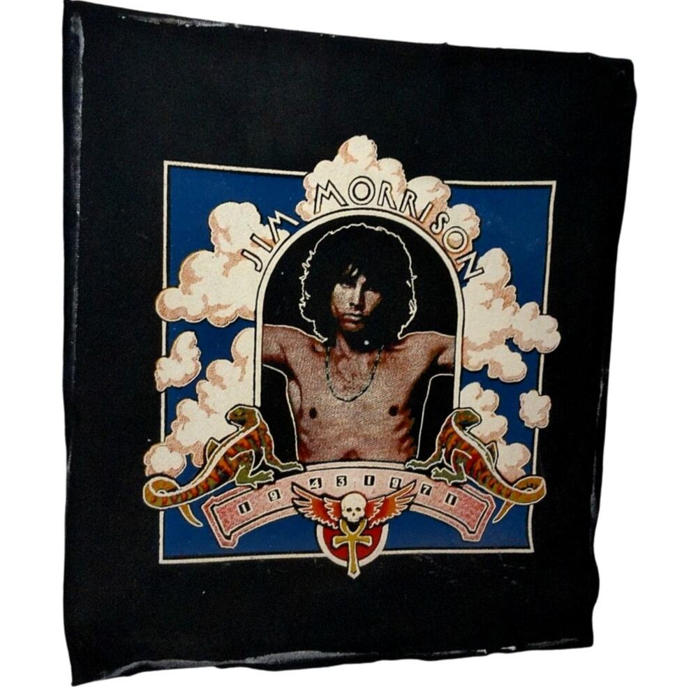 Vtg 70s Jim Morrison The Doors Fabric Shirt Remnant Poster Lizard King Rock Art
